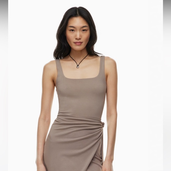 Aritzia Saturn Midi Dress in Grey Taupe - Picture 4 of 8
